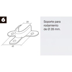 Soporte Persiana Rodamiento Zincado  28 mm, de Diametro
