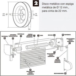 Disco Persiana Metalico Espiga Metalica 150x60 Cinta 22 mm,