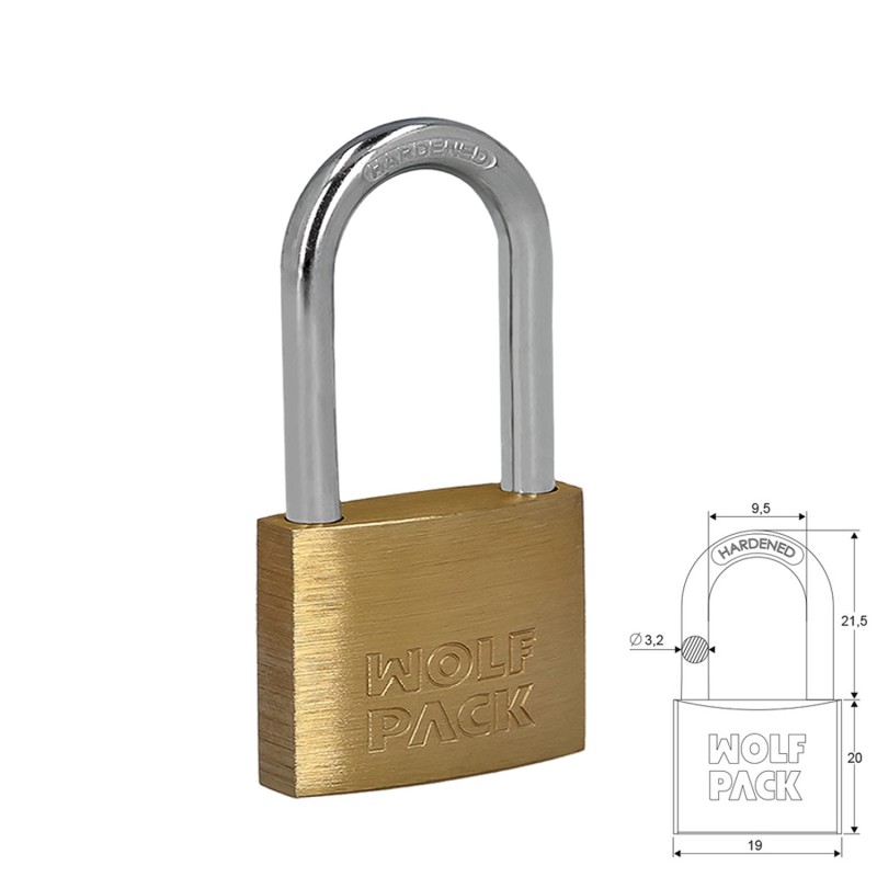 Candado Laton Arco Largo 20 mm,