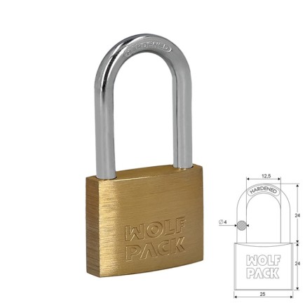 Candado Laton Arco Largo 25 mm,
