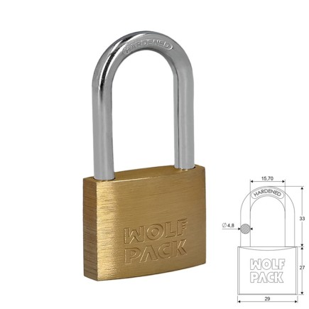 Candado Laton Arco Largo 30 mm,