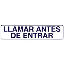 Rotulo Adhesivo 250x63 mm, Llamar Antes De Entrar