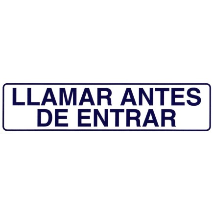 Rotulo Adhesivo 250x63 mm, Llamar Antes De Entrar