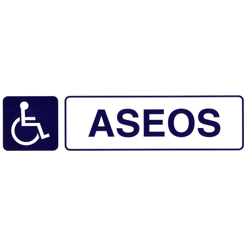 Rotulo Adhesivo 250x63 mm,  Aseos Minusvalidos