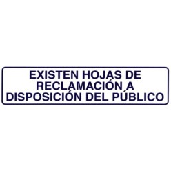 Rotulo Adhesivo 250x63 mm, Existen Hojas Reclamaciones
