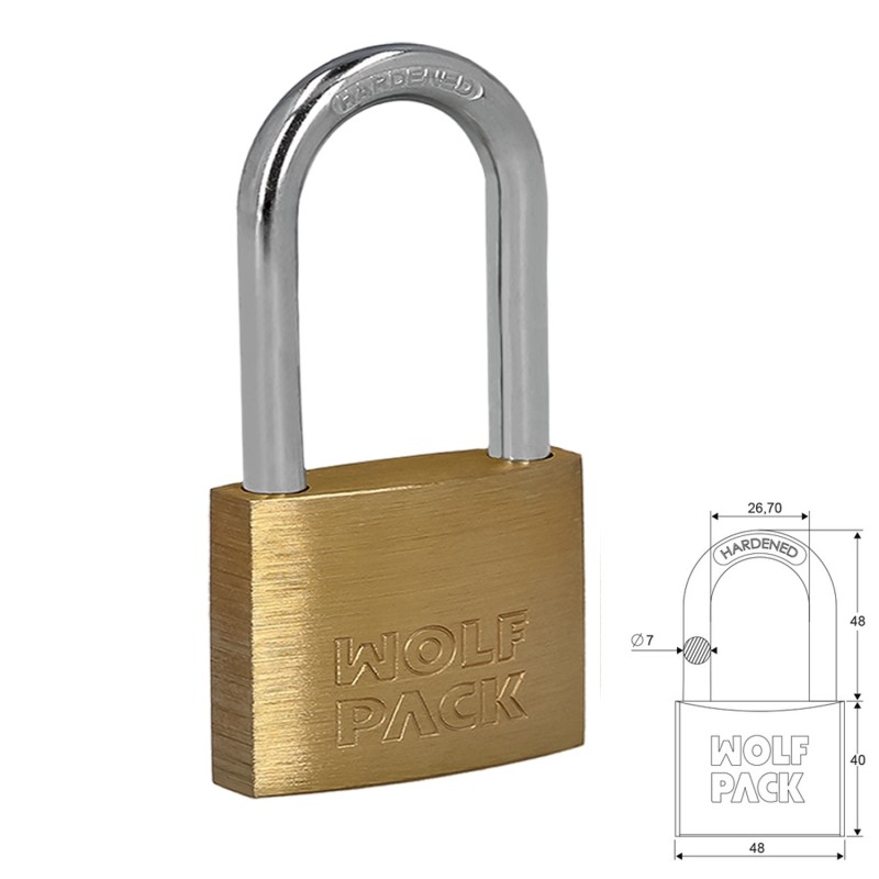 Candado Laton Arco Largo 50 mm,