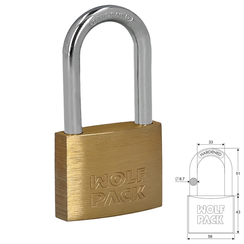 Candado Laton Arco Largo 60 mm,