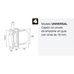 Recogedor Persiana Mini Blanco Cinta 18 mm, Empotrar Sin Pivotes