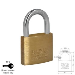 Candado Laton Arco Normal Llaves Iguales 30 mm, Nº2