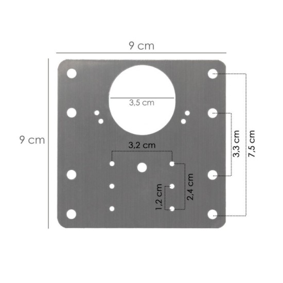Placas de Reparacion Bisagras Cazoleta 9x9 cm, 1 piezas, Placa Repara Puertas, Placa Reparación Bisagras Mueble al por Mayor | A