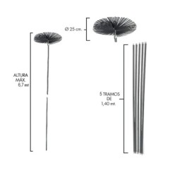 Deshollinador Cepillo Kit Chimeneas 6,7 metros x 250 mm, Diámetro,
