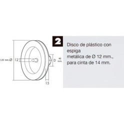 Disco Persiana Plastico Espiga Metalica 120x40 mm, Cinta 14 mm,