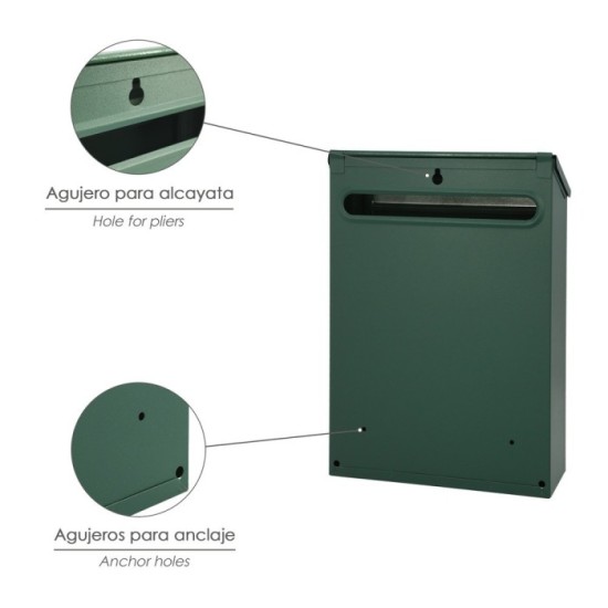 Buzon Exterior 205 x 300 x 70 mm, Verde al por Mayor | Almacén de Ferretería