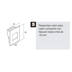 Pasacintas Persiana Compacto Rodillos Nylon Cinta hasta 18 mm,