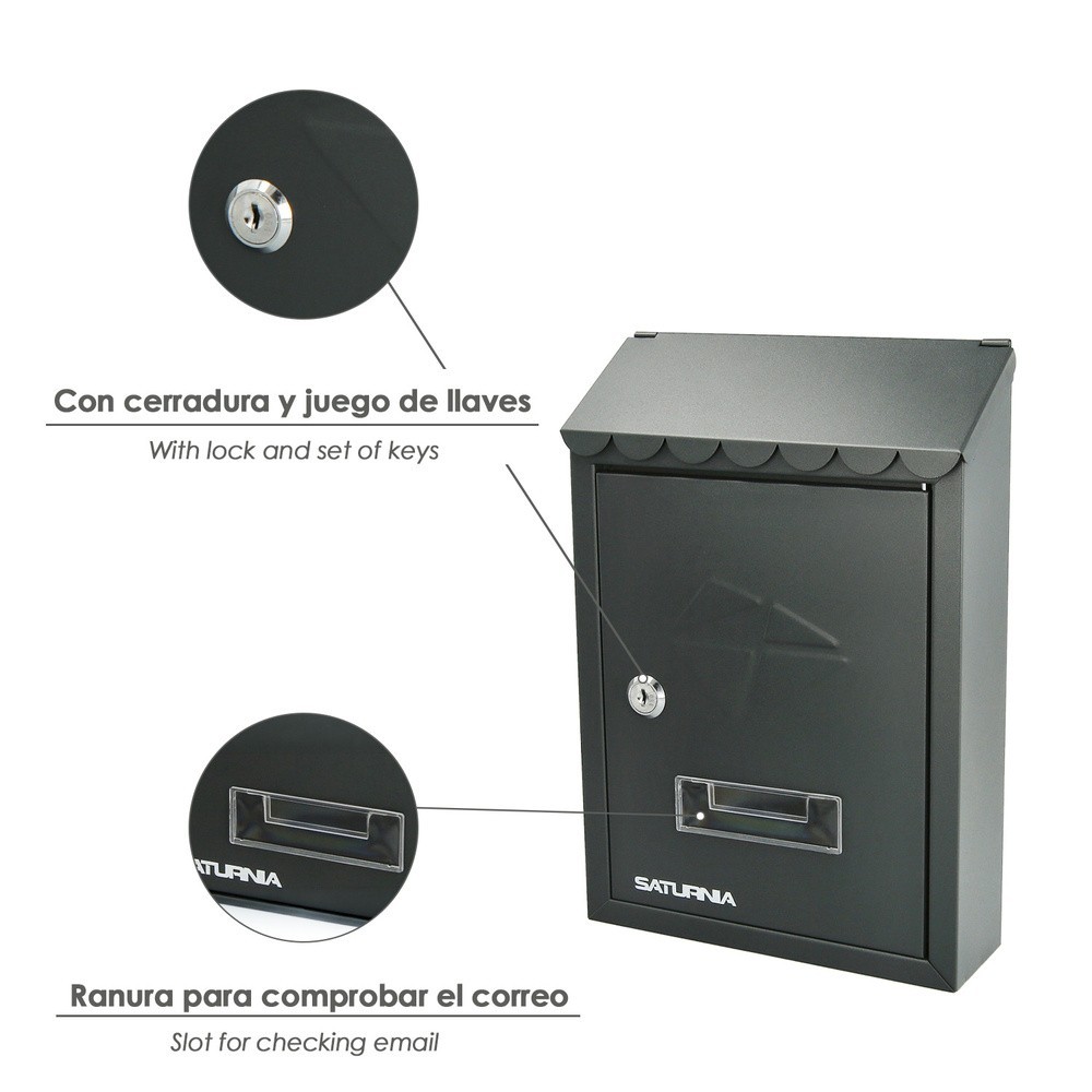 Buzon Exterior 205 x 300 x 70 mm, Gris al por Mayor | Almacén de Ferretería