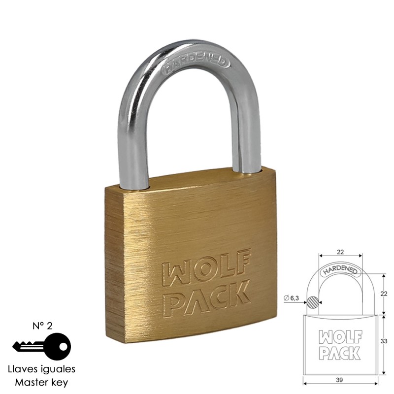 Candado Laton Arco Normal Llaves Iguales 40 mm, Nº2