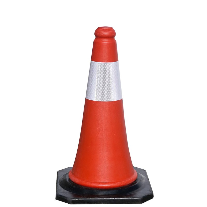 Cono Señalizacion Base Goma 50 cm, Reflectante