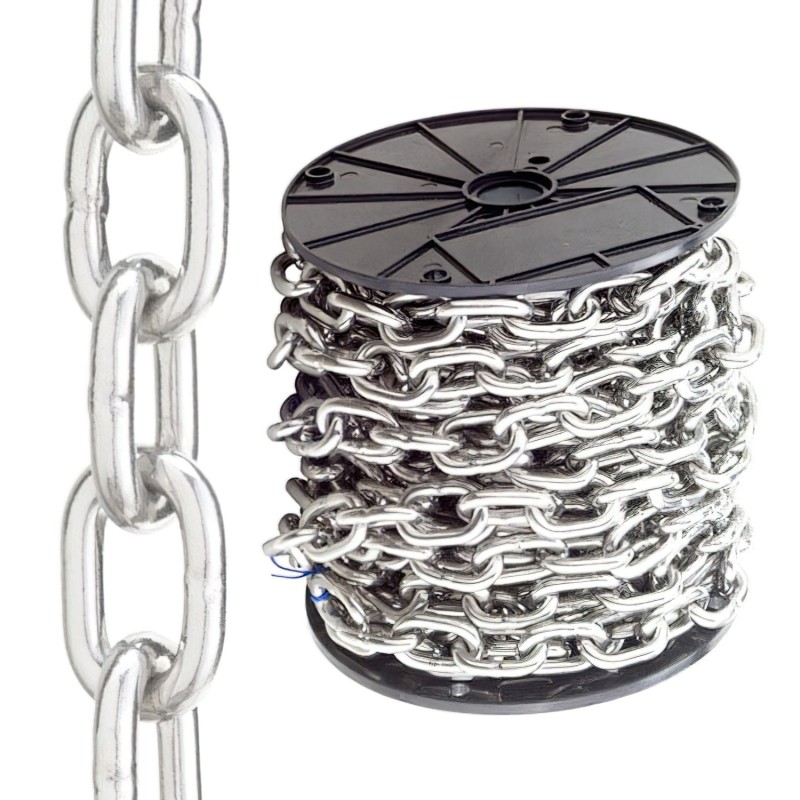 Cadena En Rollo Zincada 2 mm, (Rollo 111 metros)