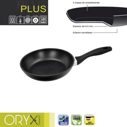 Oryx Sartén Aluminio Antiadherente Plus, Forjada, Apta Inducción, Libre PFOA, Diámetro 22 cm, Espesor 5 mm,