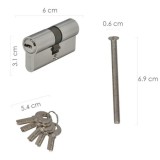 Cilindro Seguridad 30x30 mm/13,5 Leva Corta Corta Niquelado Con 5 llaves al por Mayor | Almacén de Ferretería