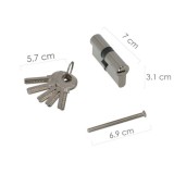 Cilindro Seguridad 35x35 mm/13,5 Leva Corta Niquelado Con 5 llaves al por Mayor | Almacén de Ferretería