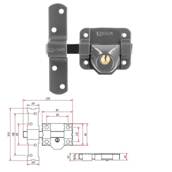 Cerrojo b-9 llave solo pasador de 140mm cilindro redondo de 40mm al por Mayor | Almacén de Ferretería