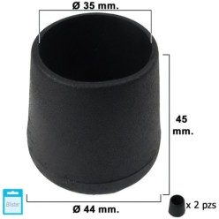 Contera Cónica Negra 35mm, Blister 2 piezas,