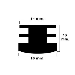 Contera Redonda Interior Negra 16mm, Blister 4 piezas,