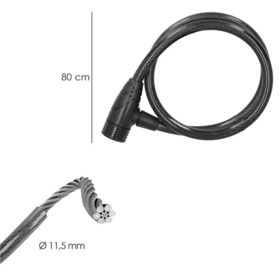 Cable Bicicleta Con Llave 12 mm, x 80 cm, al por Mayor | Almacén de Ferretería