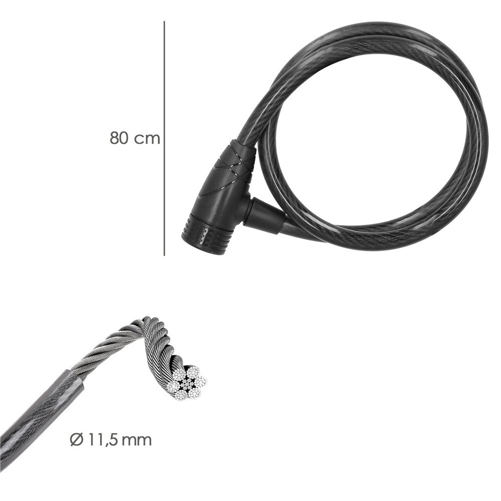 Cable Bicicleta Con Llave 12 mm, x 80 cm, al por Mayor | Almacén de Ferretería