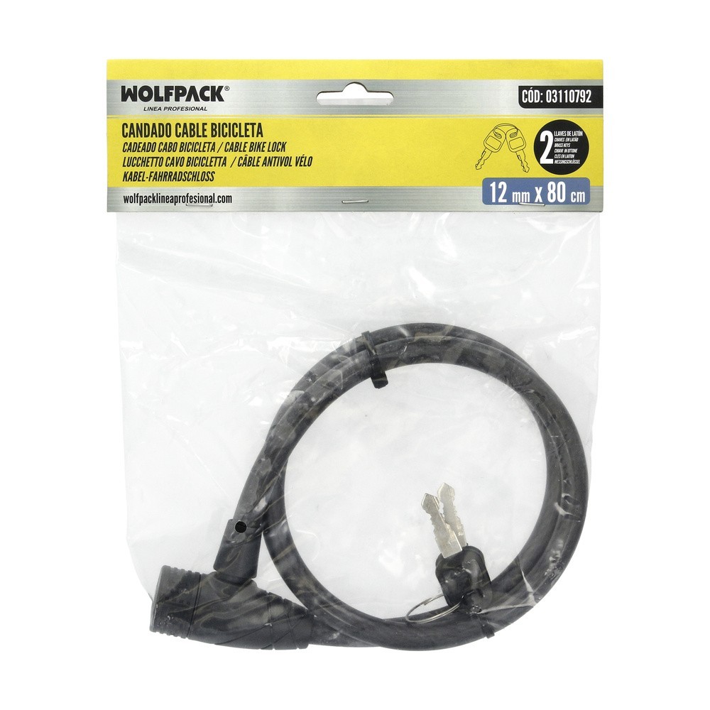 Cable Bicicleta Con Llave 12 mm, x 80 cm, al por Mayor | Almacén de Ferretería