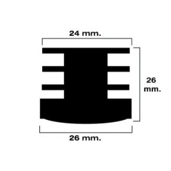 Contera Redonda Interior Negra 26mm, Blister 4 piezas,
