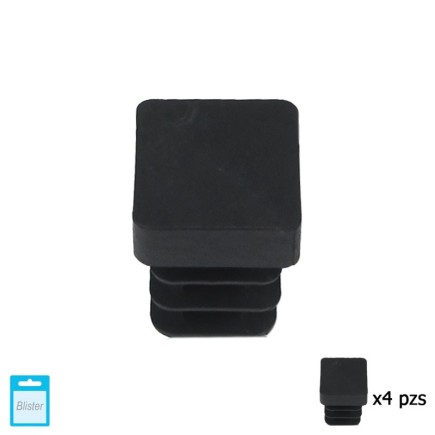 Contera Cuadrada Interior Negra 12x12 mm, Blister 4 piezas,