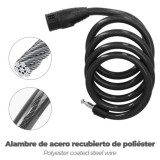 Cable Bicicleta Espiral Con Llave Ø 12 mm, x 150 cm, al por Mayor | Almacén de Ferretería