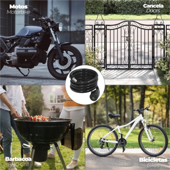 Cable Bicicleta Espiral Con Llave Ø 12 mm, x 150 cm, al por Mayor | Almacén de Ferretería
