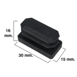 Contera Rectangular Negra 15x30mm, Blister 4 piezas,