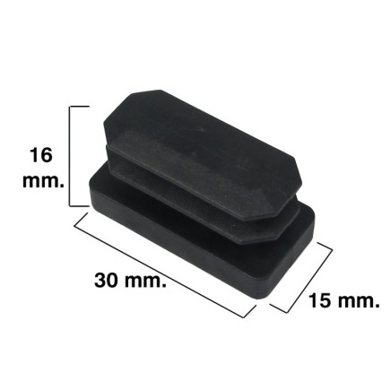 Contera Rectangular Negra 15x30mm, Blister 4 piezas,