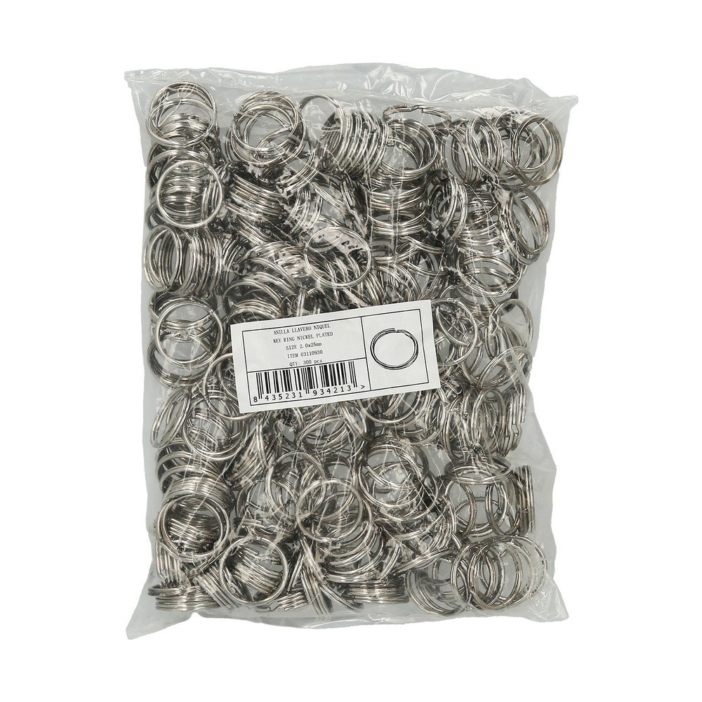 Anilla Llavero Niquelada 2,0x25x20 mm, (bolsa  300 unidades) al por Mayor | Almacén de Ferretería
