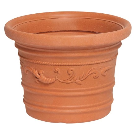 Saturnia Macetero Resina Redondo, Color Terracota, Resistente, Ideal Exterior, 35 Cm Diametro,