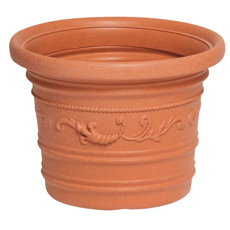 Saturnia Macetero Resina Redondo, Color Terracota, Resistente, Ideal Exterior, 40 Cm Diametro,