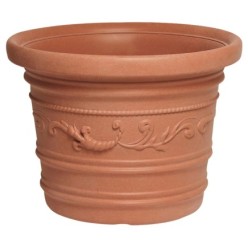 Saturnia Macetero Resina Redondo, Color Terracota, Resistente, Ideal Exterior, 50 Cm Diametro,