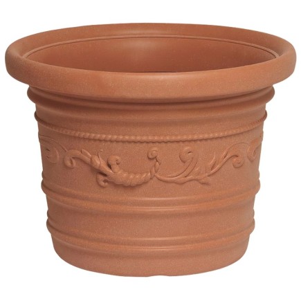 Saturnia Macetero Resina Redondo, Color Terracota, Resistente, Ideal Exterior, 60 Cm Diametro,