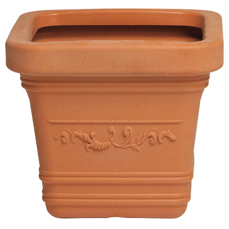 Saturnia Macetero Resina Cuadrado, Color Terracota, Resistente, Ideal Exterior, 40x40cm,