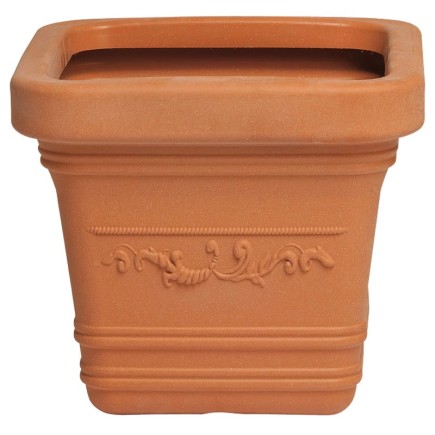 Saturnia Macetero Resina Cuadrado, Color Terracota, Resistente, Ideal Exterior, 40x40cm,