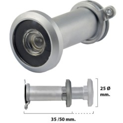 Mirilla Puerta 35-50 mm, Plateada Mate (Blister 1 pieza)