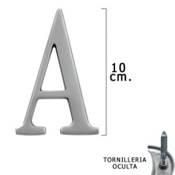 Letra Metal "A" Plateada Mate 10 cm, con Tornilleria Oculta (Blister 1 Pieza)
