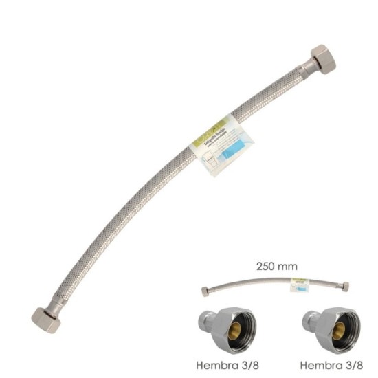 Latiguillo Flexible Acero Inoxidable Hembra 3/8 - Hembra 3/8 - 250mm al por Mayor | Almacén de Ferretería