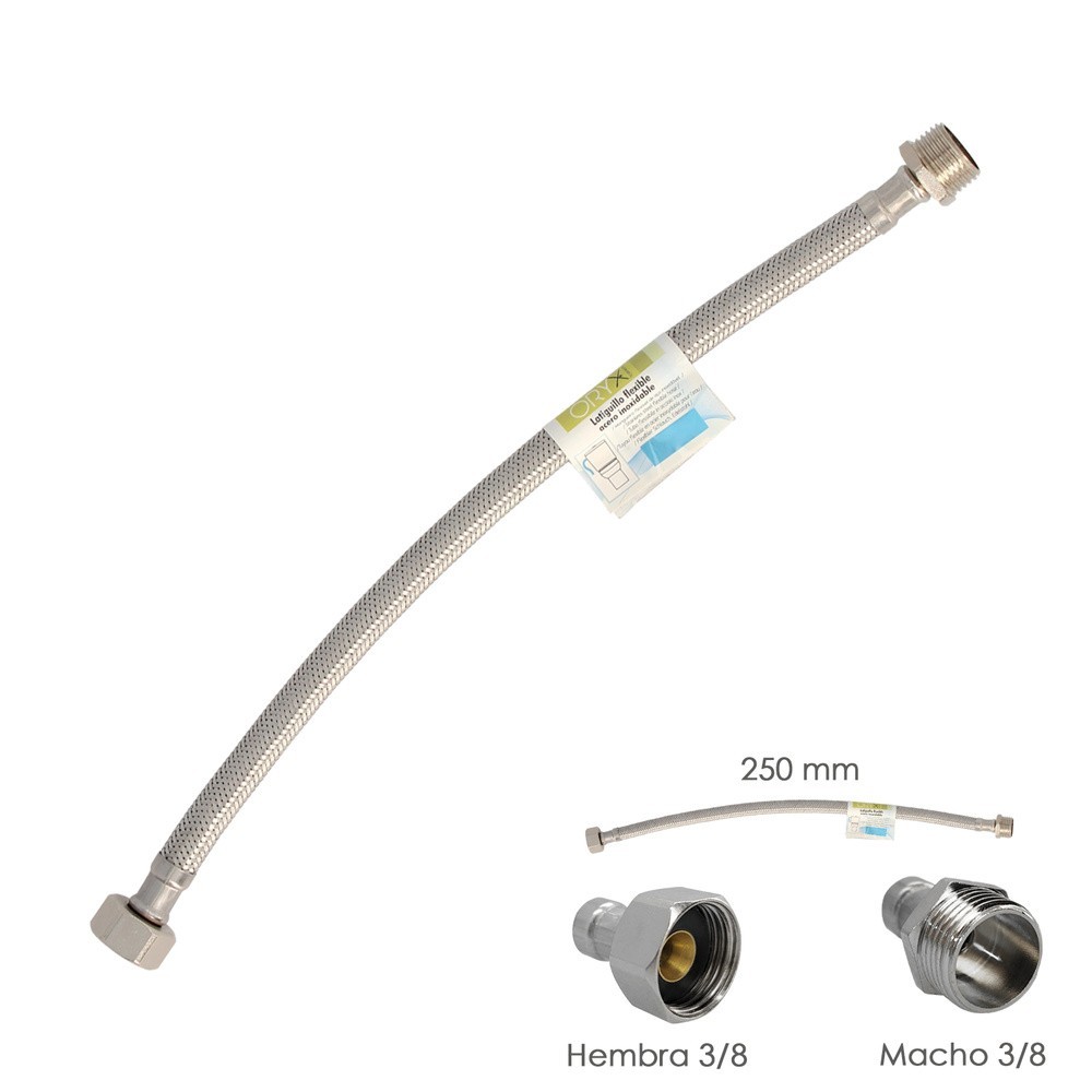 Latiguillo Flexible Acero Inoxidable Macho 3/8 - Hembra 3/8 - 250mm al por Mayor | Almacén de Ferretería