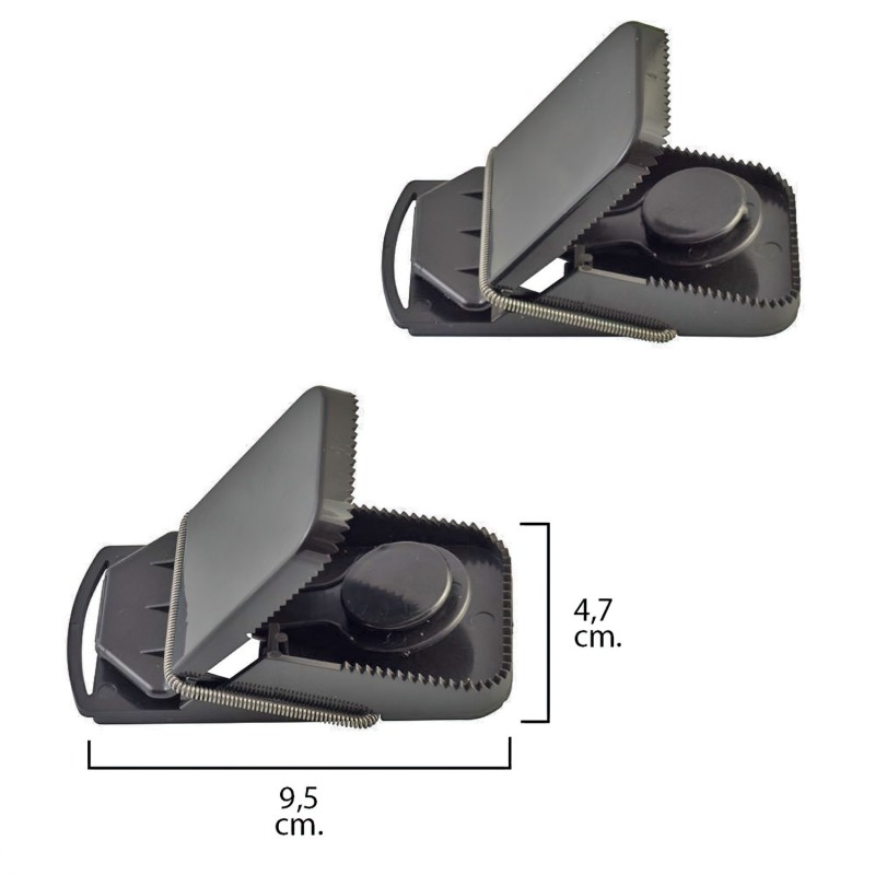 Trampa ratones plastico 9,5 x 4,7 cm, (Bolsa 2 unidades)
