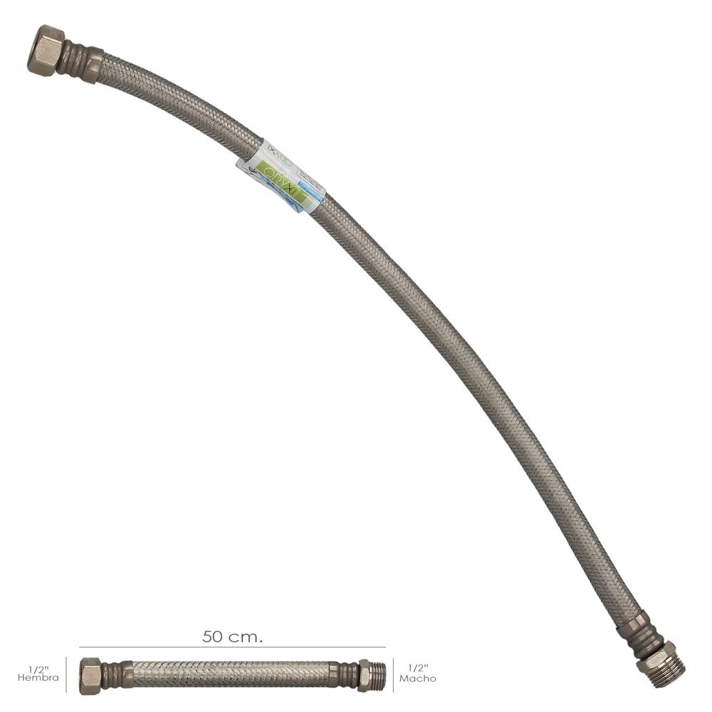 Latiguillo Flexible Reforzado Acero Inoxidable Termo Macho 1/2" - Hembra 1/2" Longitud 500 mm al por Mayor | Almacén de Ferreter